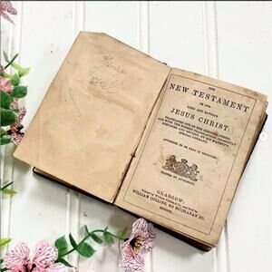 Antique Shabby 1860 Civil War Era New Testament Pocket Bible Glasgow Gold Edged